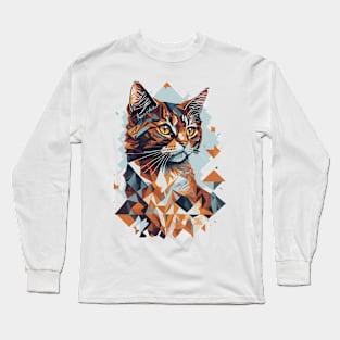 Geometric Cat colorful abstract design Long Sleeve T-Shirt